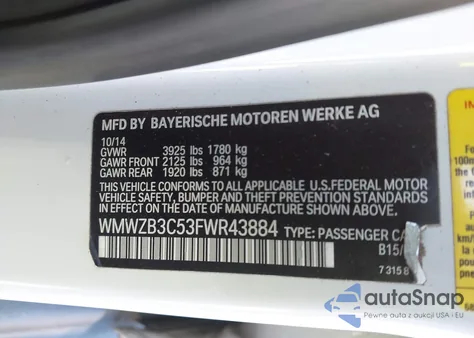 2015 Mini Countryman Cooper z USA, uszkodzony, nr VIN WMWZB3C53FWR43884